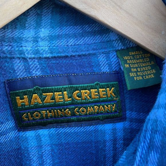 HAZEL CREEK • blue plaid flannel • size small - Picture 3 of 7